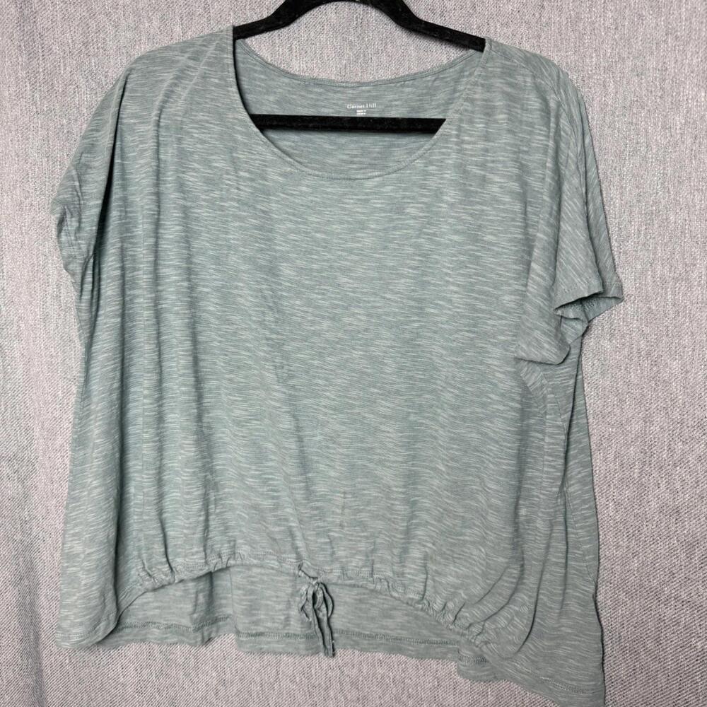 Garnet Hill Women's Size M Cotton Boxy Tee Drawstring Hem Lagenlook